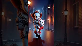 Pennywise is after cute Cat and Kitten in a Spooky Town cat cutecat catlover [upl. by Lirret]