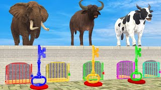 Cow Elephant Gorilla Dinosaur Guess The Right Key ESCAPE ROOM CHALLENGE Wild Animals Crossing Founta [upl. by Norrad649]