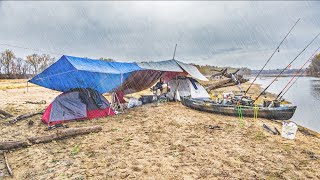 3 Days Fishing Camping on the River for GIANT Catfishin the Rain [upl. by Atinet]