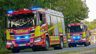 4x Scania P410XT Feuerwehr Wildeshausen empfängt ihre neuen Fahrzeuge HLF20 LF20 TLF4000 GWL2 [upl. by Nipha]