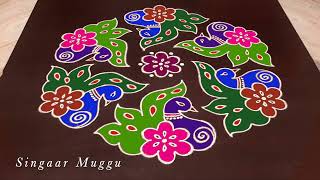 Sankranthi special peacock rangoli designs 13X7 dots  Pongal kolam designs 2022 Sankranthi muggulu [upl. by Nodnalb]