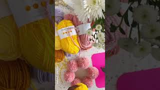 How to make a pom pom flower 🌸 shortscraft lovecrafts pompom [upl. by Esorbma]