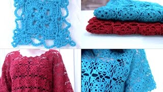 Crochet Granny Square Top 4 part 2 of 2 Granny Square Pattern 5 [upl. by Abroms61]