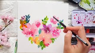 Valentines Day Watercolor Florals [upl. by Anrehs]