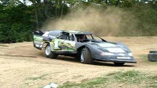 Vern LeFevers runs Chad Obersons Dirt Late Model on Obersons Go Kart Track [upl. by Argent]