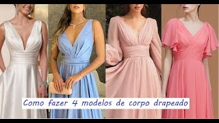 Diy  Como fazer 4 corpos de vestido drapeado festa  aula 432 [upl. by Bowe]