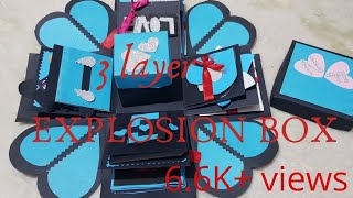 Simple 3 layer explosion box full tutorialMy first order Handmade anniversary gift for husband [upl. by Pincas]