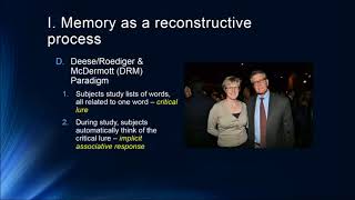 Cognition Lecture 6 3 Suggestibility Reconstructive Processes in Memory [upl. by Mcmaster129]