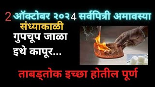 2ऑक्टोबर २०२4 सर्वपित्री अमावस्या गुपचूप जाळा इथे कापूर ताबड्तोक इच्छा होतील पूर्ण [upl. by Nalon965]