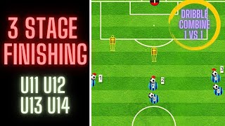 3 Stage Finishing  Dribble Combine 1 vs 1  U11 U12 U13 U14  FootballSoccer [upl. by Rip]