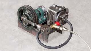 Making a Simple Compressed Air Engine using Air Compressor  DIY Machine Idea [upl. by Aicilak46]