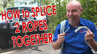 How to SPLICE 2 ROPES TOGETHER  Winch rope or other synthetic rope [upl. by Longley674]