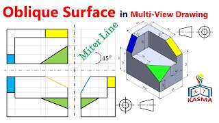 Drawing 0204 Oblique Surfaces in Multiview Drawing [upl. by Norym882]