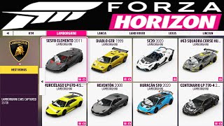 FORZA HORIZON 5  ALL CARS LIST 2024  ALL DLC 4K [upl. by Anilah]