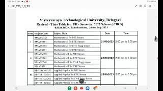 VTU UPDATE TODAY 1 September 2023  REVISED TIME TABLE [upl. by Llednil]