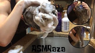 ASMRHair Shampooing with Regular and Purple Shampoo [upl. by Reham]