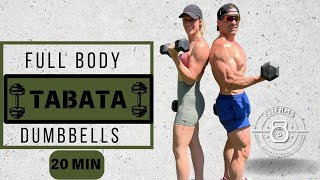 20 MIN TABATA HIIT💦All Standing Home Workout Dumbbells [upl. by Bekki]