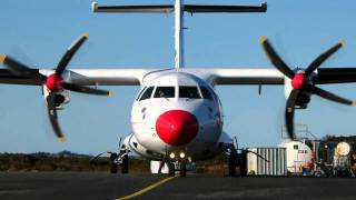 DAT ATR42 Startup and landing at Stord Airport Feb 2011 [upl. by Fu]