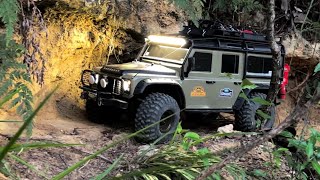 Land Rover Defender  Traxxas Trx4  Rc Crawler 110  Forest Trail [upl. by Jule]