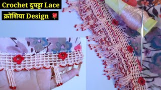 Beautiful Crochet Lace Design Dupatta Tutorial ❤️ Cutdana Work ❤️ New Qureshi Design saree kuchu 🧵 [upl. by Iny]