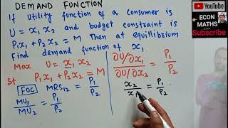 finding demand function from utility function and budget constraint [upl. by Caswell15]