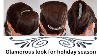 3 easy glamorous hairstyles for holiday season❤️🌸 [upl. by Nosduh]