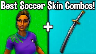 5 BEST quotSOCCERquot SKIN  BACKBLING COMBOS Fortnite Football Skin Combinations [upl. by Dnaltroc666]