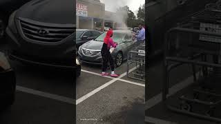 Grocery employee SMASHES smoke filled car 😱 [upl. by Ahsaekal]