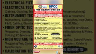 FREE REQUIREMENT FOR UAE  NPCC COMPANY shorts uae jobs [upl. by Nnaecarg]