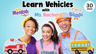 Blippi amp Ms Rachel Learn Vehicles  Wheels on the Bus  Videos for Kids  Tractor Car Truck  More [upl. by Heim]