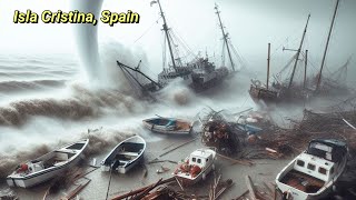 A tornado in Isla Cristina The storm hits the coast of Huelva Spain today [upl. by Eetnod617]