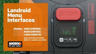 Worx Landroid Menu Interfaces  WR130E WR141E WR147E [upl. by Ettigirb]