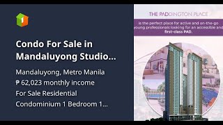 Condo For Sale in Mandaluyong Studio Unit near SM Megamall [upl. by Salvador512]