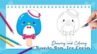 Tuxedo Sam Drawing Easy tutorials for Kids  Sanrio drawing amp coloring Step by Step  Art for kids [upl. by Enneirdna636]