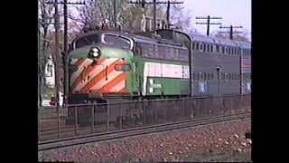 BN Racetrack 1992 Belmont Downers Grove Westmont La Grange E9s freights Oakways [upl. by Nawiat531]