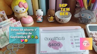 Retos de AHORRO 1°semana de Septiembre 🎲🍀💰💖☺️ sistemadesobres ahorramas [upl. by Anined]