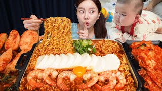 아기가 잠 든 사이 🌙 미소 몰래 신라면 밥까지 말아서 야무지게 먹방 While the baby is Sleep Korean Ramen Mukbang ASMR Ssoyoung [upl. by Aihtnyc272]