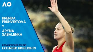 Brenda Fruhvirtova v Aryna Sabalenka Extended Highlights  Australian Open 2024 Second Round [upl. by Schlicher]