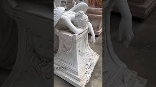 Angel of Grief Monument Statue Marble Tombstone Sculpture for Grave [upl. by Anilecram535]