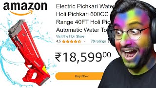 I BOUGHT THE WEIRDEST HOLI PICHKARI FROM AMAZON [upl. by Gould406]