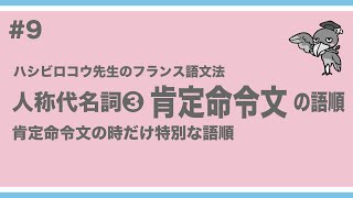 《フランス語文法》ハシビロコウ先生動画 9 【つぶやきのフランス語文法 p6772】人称代名詞③。肯定命令文の語順（例外の語順） [upl. by Leahcym]