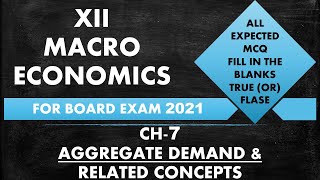 Aggregate Demand amp Related Concepts Ch7 20 Most Expected One mark Questions for Board Exam 2021 [upl. by Salvidor]