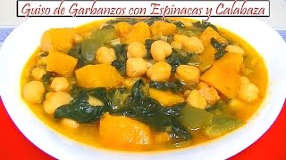 Guiso de Garbanzos con Espinacas y Calabaza  Receta de Cocina en Familia [upl. by Idolla]