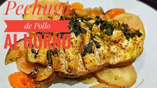 Pechuga de Pollo 🍗 AL HORNO con Verduras [upl. by Kihtrak]