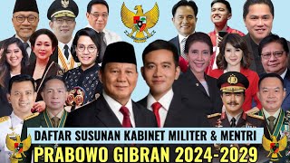 DAFTAR SUSUNAN KABINET MILITER amp MENTRI KABINET PRABOWO GIBRAN 2024 2025 [upl. by Pomfrey]