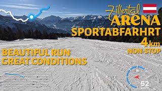 Skiing in Zillertal Arena Austria  Karspitz to Wiesenalm via Sportabfahrt  4K with GoPro Hero 11 [upl. by Inek]