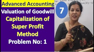 7 Valuation of Goodwill  Capitalization of Super Profit Method  Problem No 1 [upl. by Koosis]