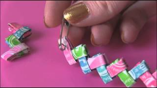 DIY CANDY WRAPPER JEWELRY  Starburst Bracelet  Gum Chain Link  How To  SoCraftastic [upl. by Ellehcam]