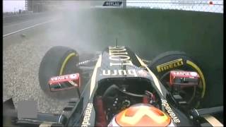 F1 china maldonado crash in pit lane [upl. by Attenal758]