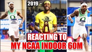 REACTION TO MY 60M PR NCAA INDOOR 2019 [upl. by Anaul]